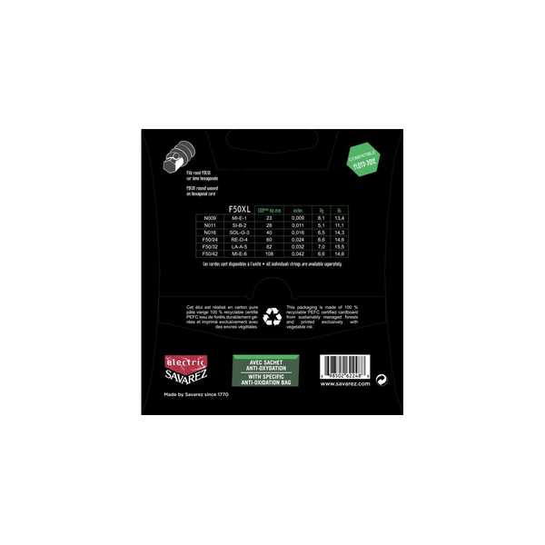 Savarez F50XL Corde Focus per Chitarra Elettrica 9-42, Set/6