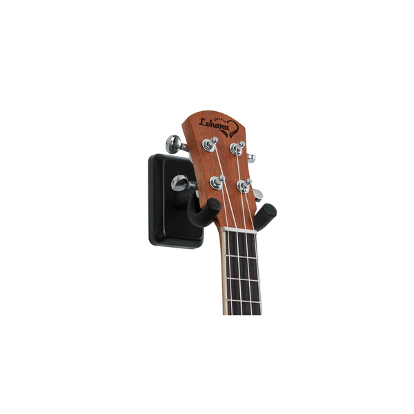 Gator Frameworks GFW-UKE-HNGRBLK Supporto da parete per ukulele e mandolino con piastra nera