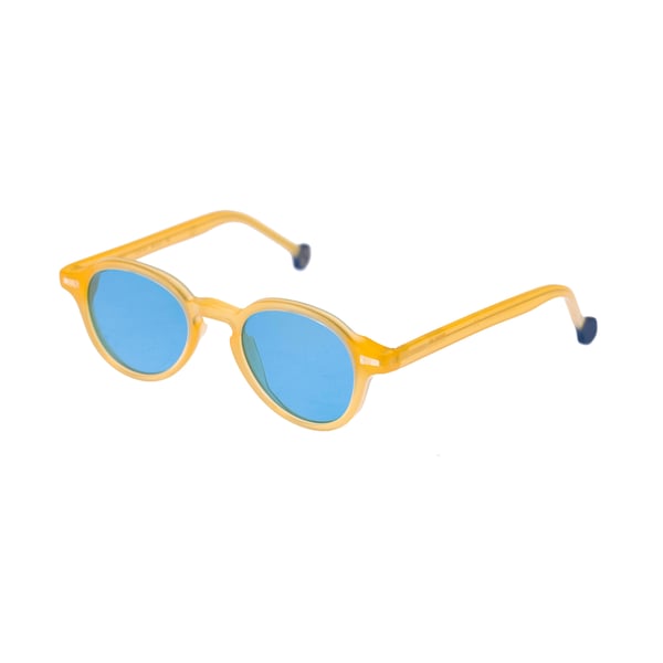サングラス KYME Kyme - EZIO COL 6 - KYMINI - trasnparent blue solid Kyme Eyewear Ezio: aviator vintage sunglasses. Color Tobacco