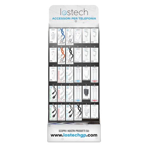 ESPOSITORE PER ACCESSORI TELEFONIA cm 60 x 30 x h.160 - 90 pz - completo