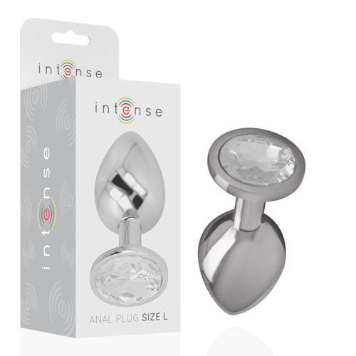 INTENSE ANAL TOYS INTENSE - PLUG ANALE IN METALLO ALLUMINIO CON CRISTALLO ARGENTO MISURA L
