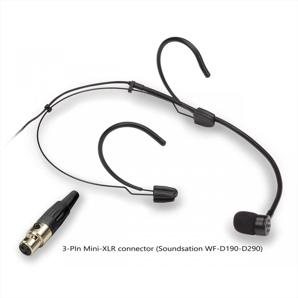 Mic. ad Archetto Cardioide, mini-XLR 3-Pin, Nero (per Soundsation WF-D190-D290). Modello VISAGE-C01E BK