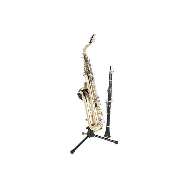 Gator Frameworks GFW-BNO-SAXFLU Supporto a treppiede per sax alto/tenore con attacco per clarinetto o flauto<br>