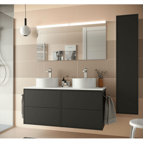 Set Bagno Completo GELSOMINO 80 cm Tondo - Nero Opaco