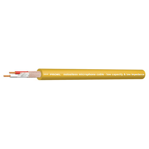 PROEL STAGE Cavo bilanciato professionale per microfono con guaina esterna flessibile - O.F.C. (Oxygen Free Copper - Sezione 2 x 0,22 mm2). Colore giallo.