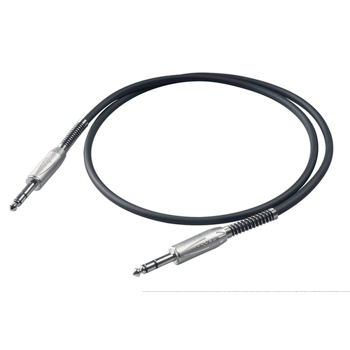 PROEL STAGE Cavo professionale bilanciato con connessioni spina jack Stereo Ø 6.3 mm PROEL - spina jack Stereo Ø 6.3 mm PROEL/S5CPRO - HPC225 - S5CPRO. Lunghezza: 1 metro. Colore disponibile: Nero. Altre lunghezze disponibili: visualizzare le specifiche tecniche