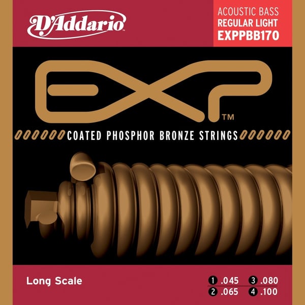 D'ADDARIO Phosphor Bronze Coated Acoustic Bass Strings, Long Scale, 45-100