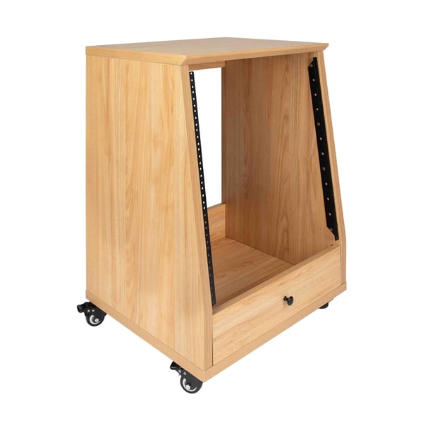 Gator Frameworks GFW-ELITESTUDIORK12-MPL Rack da studio inclinato 12 unità con finitura in acero naturale opaco<br>