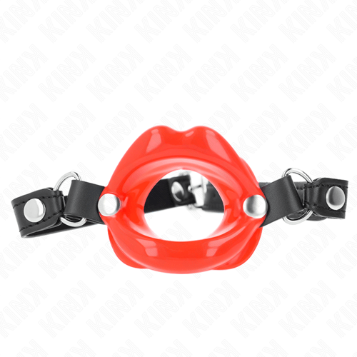 KINK COLLAR & GAG KINK - BAVAGLIO LIP 8 CM CON CINTURINO IN SIMILPELLE ROSSO 63 x 2 CM REGOLABILE 39-58 CM