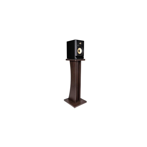 Gator Frameworks GFW-ELITESPKSTMN-BRN Coppia di supporti per monitor da studio in legno con finitura marrone scuro<br>