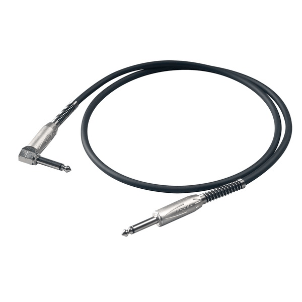 PROEL STAGE Cavo professionale per strumenti con connessioni PROEL in metallo - jack mono Ø 6.3 mm -&gt; jack mono ad angolo Ø 6.3 mm.