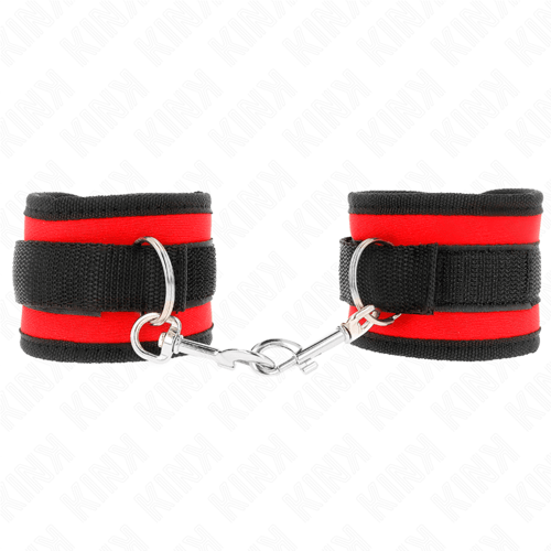 KINK WRIST RESTRAINT KINK - TENUTA DA POLSO IN NYLON HOOK&amp;LOOP ROSSO-NERO MODELLO 2 REGOLABILE 18-35 CM X 6 CM