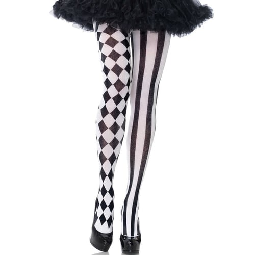 LEG AVENUE - ARLEQUIN-STRUMPFHOSE SCHWARZ/WEISS