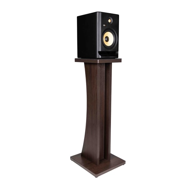 Gator Frameworks GFW-ELITESPKSTMN-BRN Coppia di supporti per monitor da studio in legno con finitura marrone scuro<br>