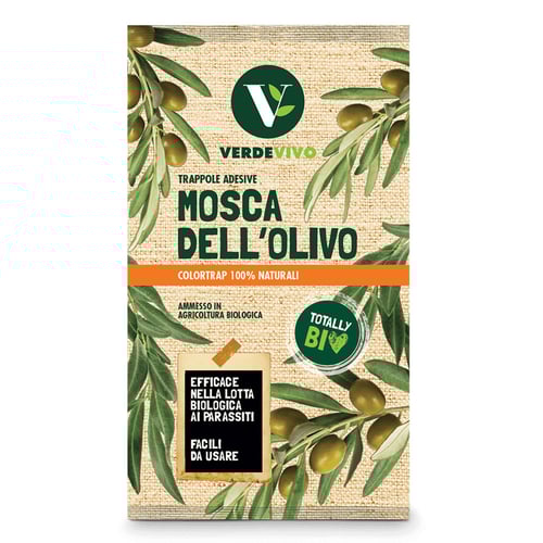TRAPPOLA CROMOTROPICA ADESIVA MOSCHE DELL'OLIVO scatola 3 pezzi + 3 feromoni