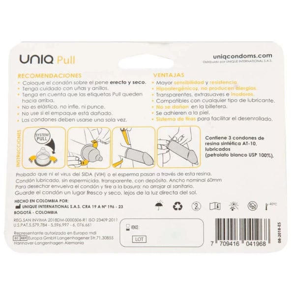 UNIQ PULL LATEXFREIE KONDOME MIT STREIFEN 3 EINHEITEN