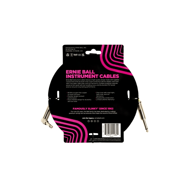 Ernie Ball Angolo dritto in PVC 4.5m da 6400