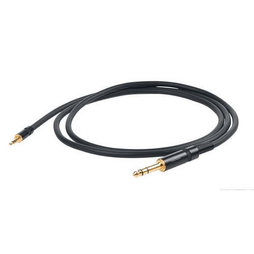 PROEL STAGE Cavo audio professionale bilanciato con connessioni jack Stereo Ø 3.5 mm Yongsheng - jack Stereo Ø 6.3 mm Yongsheng. Lunghezza: 1.5 metri. Colore disponibile: Nero. Altre lunghezze disponibili: visualizzare le specifiche tecniche