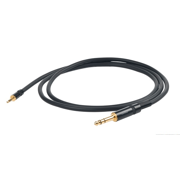 PROEL STAGE Cavo audio professionale bilanciato con connessioni jack Stereo Ø 3.5 mm Yongsheng - jack Stereo Ø 6.3 mm Yongsheng. Lunghezza: 1.5 metri. Colore disponibile: Nero. Altre lunghezze disponibili: visualizzare le specifiche tecniche