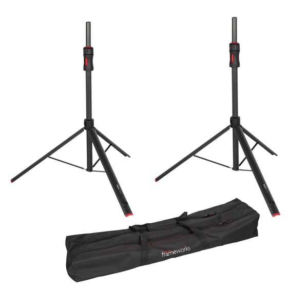 Gator Frameworks GFW-ID-SPKRSET Coppia di supporti per altoparlanti regolabili con pistone di sollevamento<br>