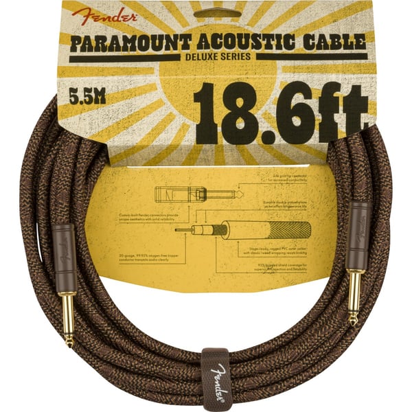 FENDER Cavo 18.6' 6m per strumenti acustici Paramount, Brown
