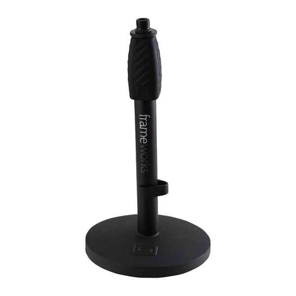 Gator Frameworks GFW-MIC-0601 Supporto da tavolo per microfono con base tonda da 15 cm e altezza regolabile 25-38 cm<br>