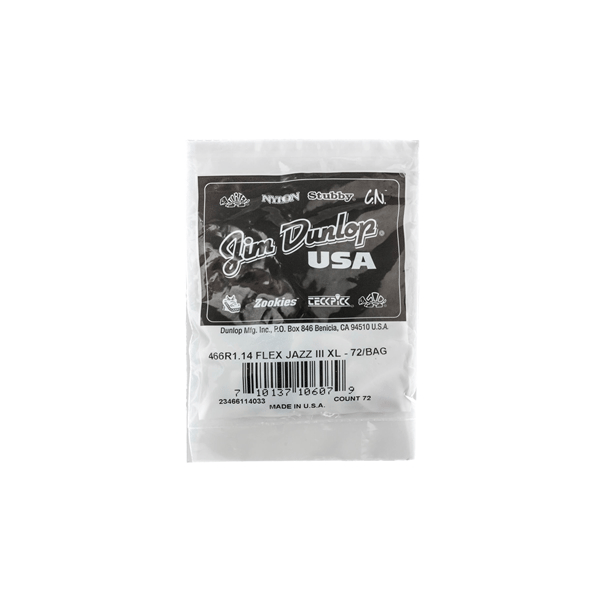 Dunlop 466R114 Tortex Flex Jazz III XL 1.14 mm Bag/72