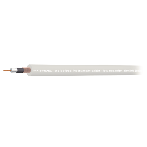 PROEL STAGE Cavo coassiale antirumore per strumenti/effetti con guaina esterna flessibile in PVC ø 6.4 mm - O.F.C. (Oxygen Free Copper). Colore bianco