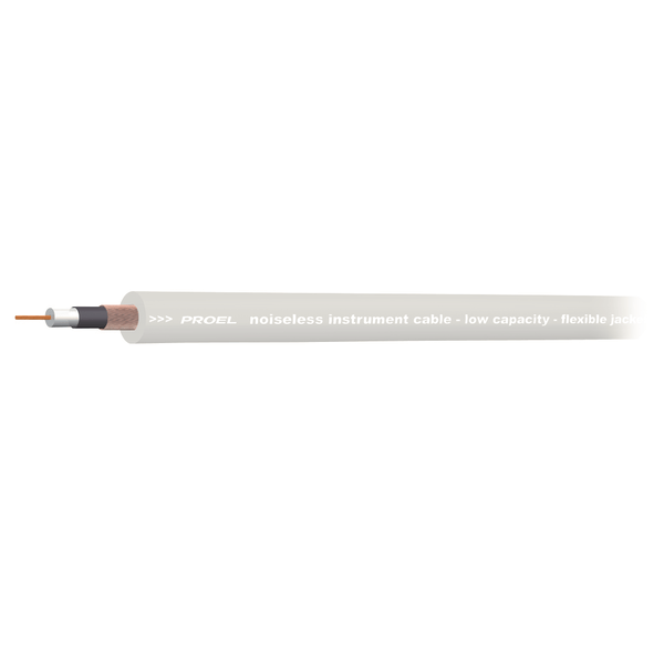 PROEL STAGE Cavo coassiale antirumore per strumenti/effetti con guaina esterna flessibile in PVC ø 6.4 mm - O.F.C. (Oxygen Free Copper). Colore bianco