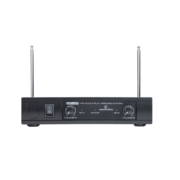 SOUNDSATION Radiomicrofono VHF Doppio Plug and Play con 2 Bodypack e Archetti (205.75 MHz - 209.8 MHz). Modello WF-V21PPB