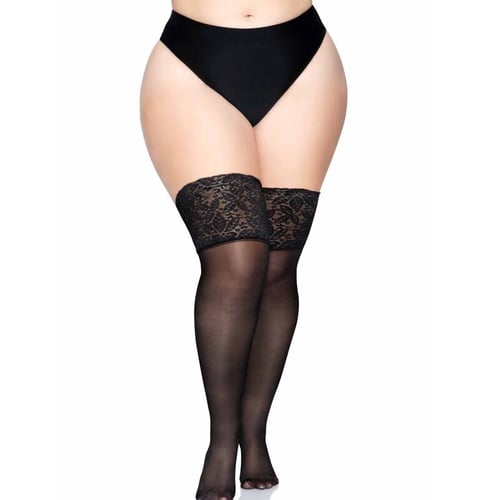 LEG AVENUE STAY UP SHEER THIGH HIGH PLUS TAGLIA