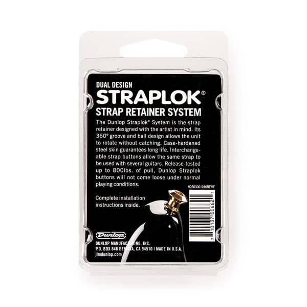 Dunlop SLS1032BR Straplok Dual Design Strap Retainer System, Brass
