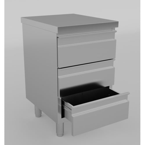 Cassettiera 50x60x85 acciaio inox 430 3 cassetti ristorante pizzeria RS4653