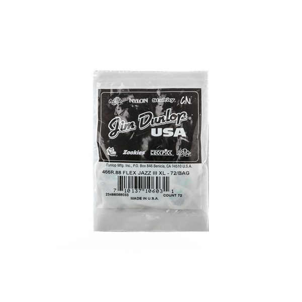 Dunlop 466R088 Tortex Flex Jazz III XL .88 mm Bag/72