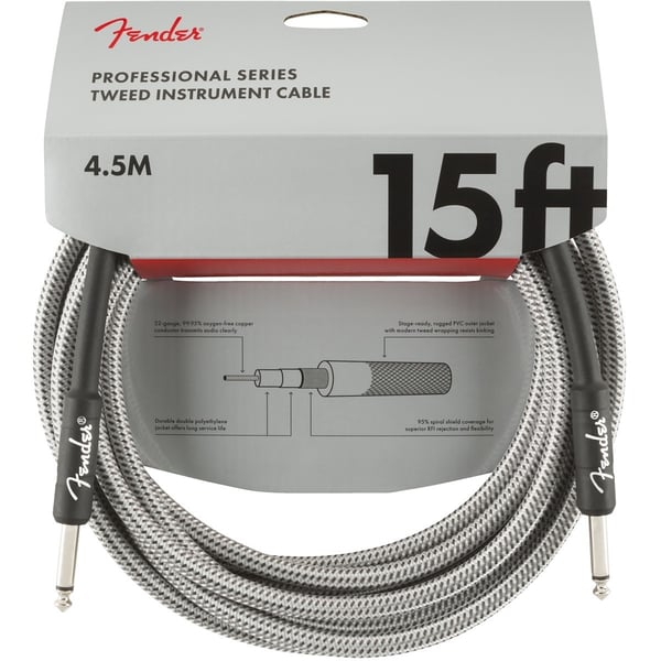 FENDER Cavo per strumenti serie Professional 15' White Tweed. Modello 0990820066