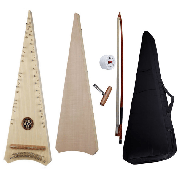 HORA SALTERIO CONTRALTO ( ALTO PSALTERY ) TOP ABETE FONDO FASCE ACERO 25 CORDE CON BORSA ARCHETTO PECE E CHIAVE ACCORDATURA SOL4-SOL6