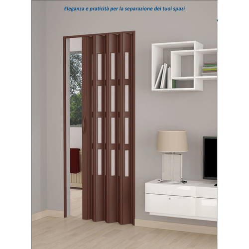 Porta a Soffietto in Kit Fai da Te Linea Pastello con Vetri. Misure Standard cm L 82 x H 220