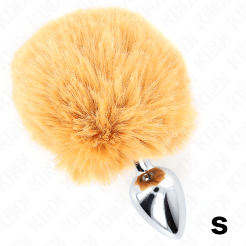 KINK PLEASURE PLUGS KINK - SPINA IN ACCIAIO INOSSIDABILE 7 x 3 CM CON CODA DI CONIGLIO IN ECOPELLICCIA BEIGE 8 CM