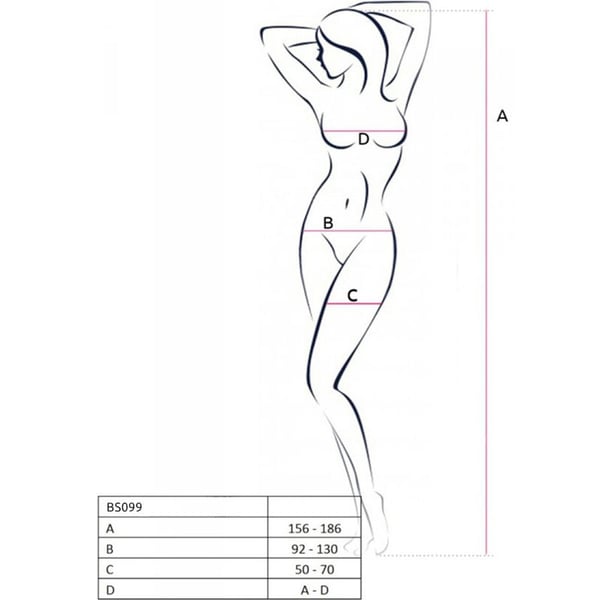 PASSION - BS099 BODYSTOCKING BLANCO TALLA UNICA