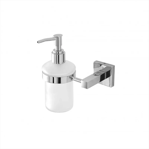 Dosatore sapone liquido a muro in vetro satinato e metallo cromato | Rock