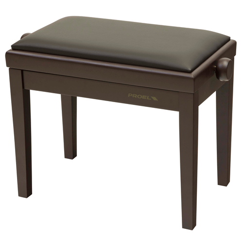 PROEL STAGE Panca professionale regolabile in legno per piano ed organo. Telaio Palissandro opaco. Cuscino imbottito con rivestimento in similpelle nera.