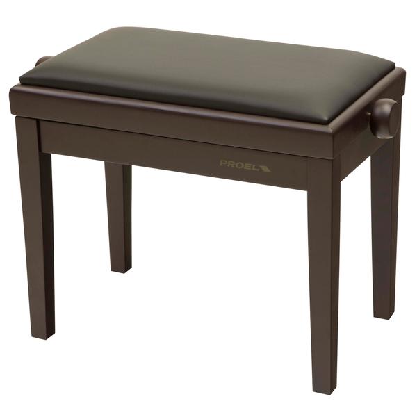 PROEL STAGE Panca professionale regolabile in legno per piano ed organo. Telaio Palissandro opaco. Cuscino imbottito con rivestimento in similpelle nera.