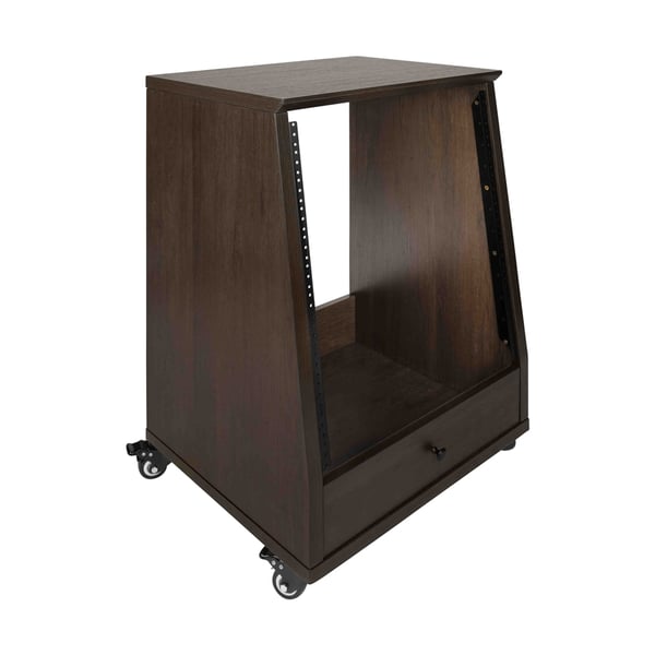 Gator Frameworks GFW-ELITESTUDIORK12-BRN Rack da studio inclinato 12 unità con finitura in noce scuro<br>