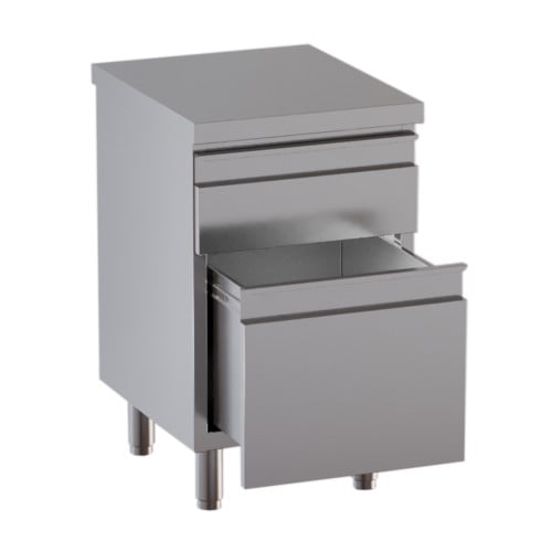 Cassettiera 50x60x85 acciaio inox 430 2 cassetti ristorante pizzeria RS4659