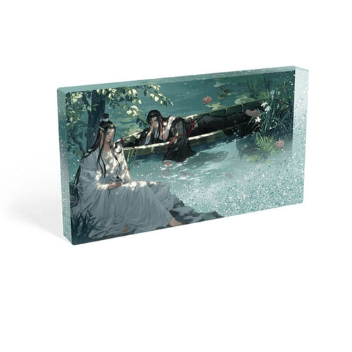 Grandmaster of Demonic Cultivation bloc acrylique à paillettes Wei Wuxian &amp; Lan Wangji Lotus Pond 17 x 10 cm
