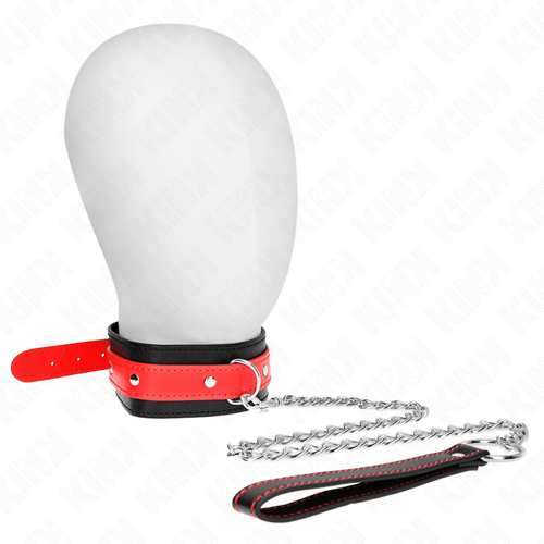 KINK COLLAR & GAG KINK - COLLANA CON CINTURINO ROSSO 65 CM REGOLABILE 36-43 CM X 5 CM