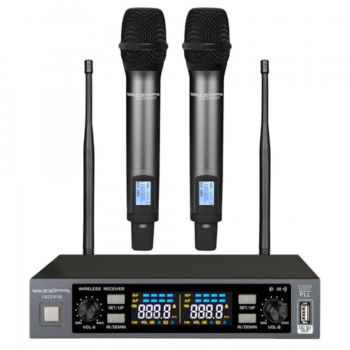 ZZIPP SET RADIOMICROFONO UHF DOPPIO CON2 TRASMETTITORI PALMARI