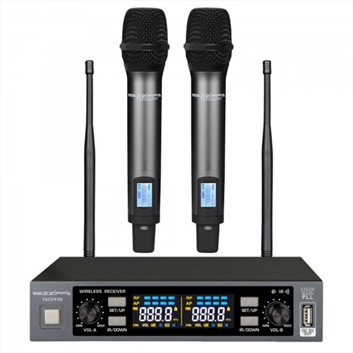 ZZIPP SET RADIOMICROFONO UHF DOPPIO CON2 TRASMETTITORI PALMARI