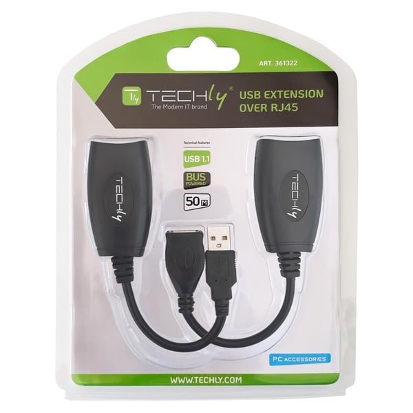 TECHLY IUSB-EXTENDTY5 COPPIA DI EXTENDER USB FINO A 50 METRI SU CAVO CAT 5E / 6