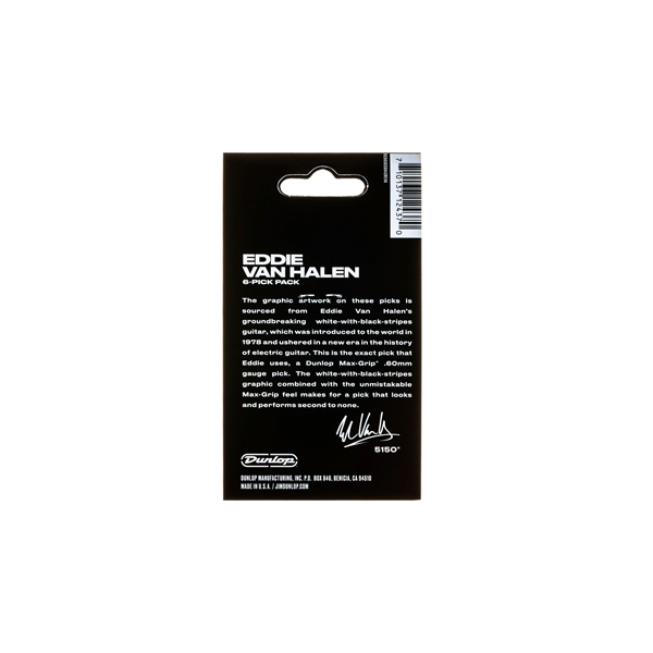 Dunlop EVHP03 EVH Max Grip White With Black Stripes 0.60 mm Pack/6